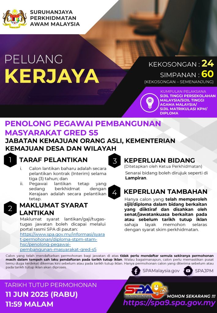 penolong pegawai pembangunan masyarakat s5 2025