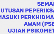 keputusan ujian psikometrik pembantu pendaftaran