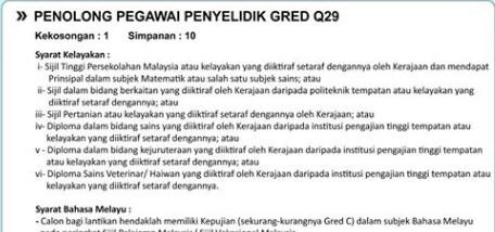 Penolong Pegawai Penyelidik Q29 Jawatan Kosong Deskripsi Tugas