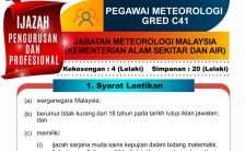 Pegawai Meteorologi Gred C41 Jawatan kosong 2022