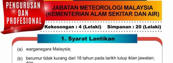 Pegawai Meteorologi Gred C41 Jawatan kosong 2022