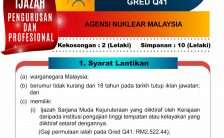 Pegawai Penyelidik Gred Q41 Agensi Nuklear Malaysia 2022