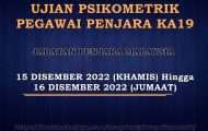 Ujian Psikometrik Pegawai Penjara Gred KA19