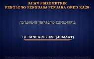 Ujian Psikometrik Penolong Penguasa Penjara Gred KA29