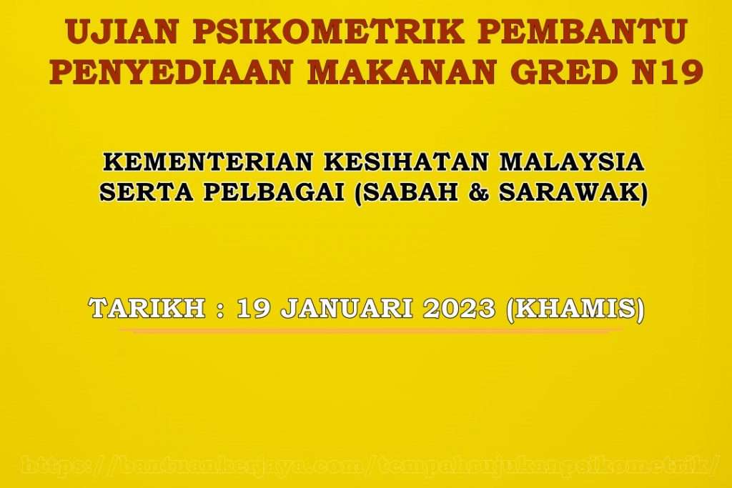 Ujian Psikometrik Pembantu Penyediaan Makanan N19 2023