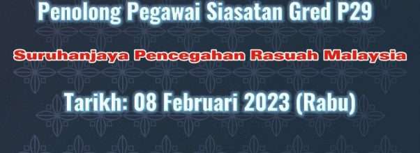 Ujian Psikometrik Penolong Pegawai Siasatan Gred P29 2023 SPRM