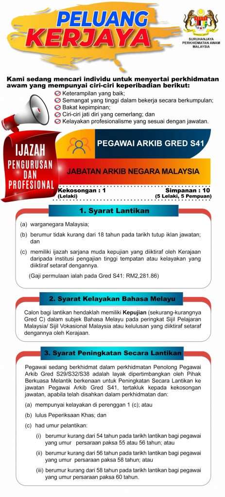 Pegawai Arkib Gred S41 2023