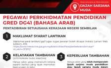 Pegawai Perkhidmatan Pendidikan DG41 (Bahasa Arab) Negeri Sembilan 2023