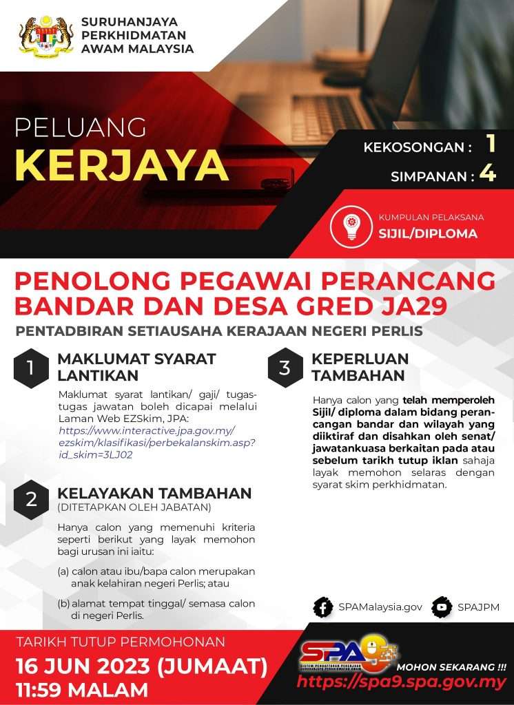 Penolong Pegawai Perancang Bandar Dan Desa Gred JA29