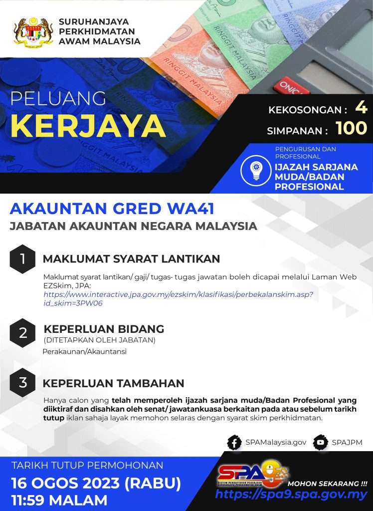 Akauntan Gred WA41 Jabatan Akauntan Negera Malaysia 2023