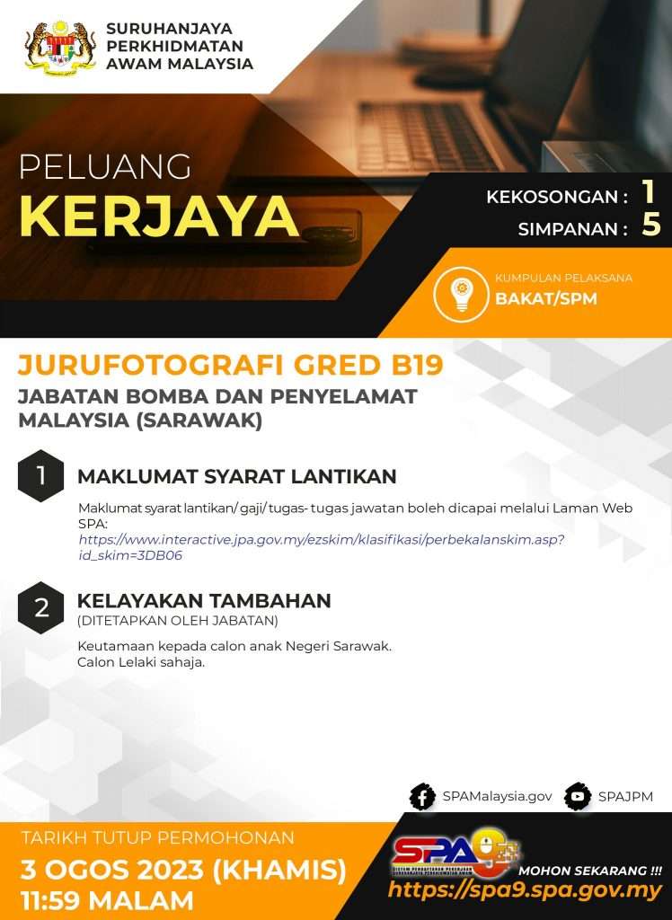 Jurufotografi Gred B19 JBPM (Sarawak) 2023