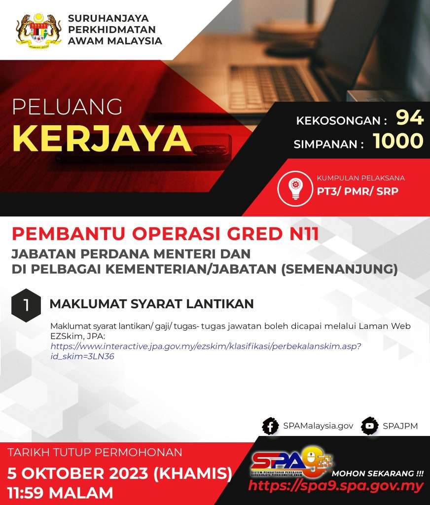 Pembantu Operasi Gred N11 JPM 2023 (Semenanjung)