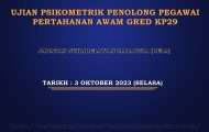 Ujian Psikometrik Penolong Pegawai Pertahanan Awam Gred KP29 RELA 2023