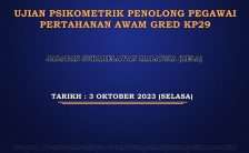 Ujian Psikometrik Penolong Pegawai Pertahanan Awam Gred KP29 RELA 2023
