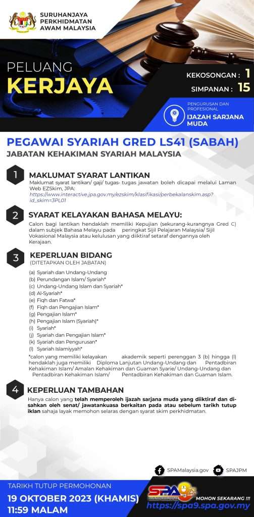 Pegawai Syariah Gred LS41 JKSM 2023