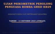 Ujian Psikometrik Penolong Penguasa Bomba Gred KB29 JBPM 2023