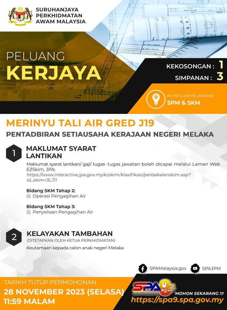 Merinyu Tali Air Gred J19 Melaka 2023