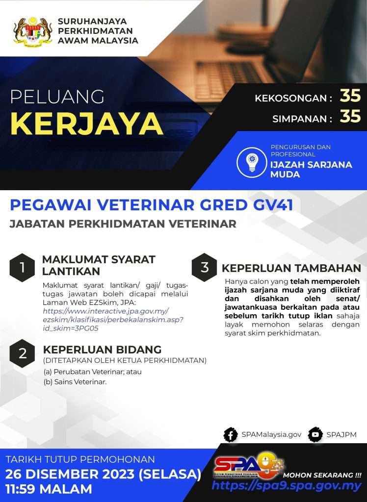 Pegawai Veterinar Gred CV41 DVS 2023