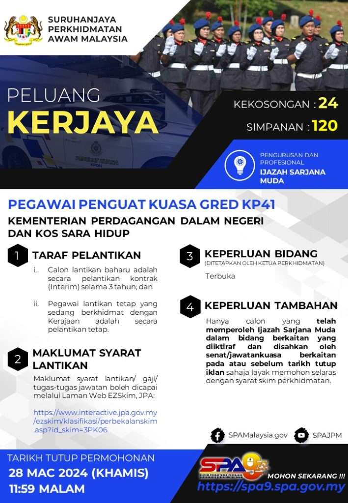 Pegawai Penguat Kuasa Gred KP41 KPDN 2024