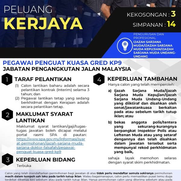 Pegawai Penguat Kuasa KP9 JPJ 2025
