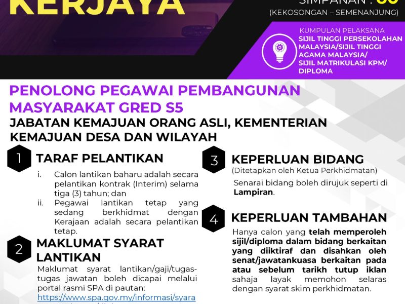 penolong pegawai pembangunan masyarakat s5 2025
